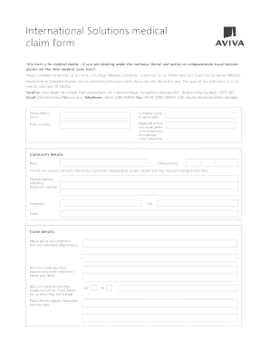 Aviva International Solutions Claim Form