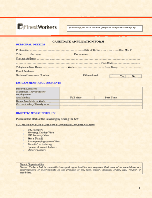 Hays Candidate Application Form