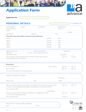 Advance Security Application Form