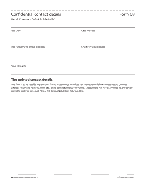 What is C8confidential Contact Details Family Procedure Rules Rule 291 Form