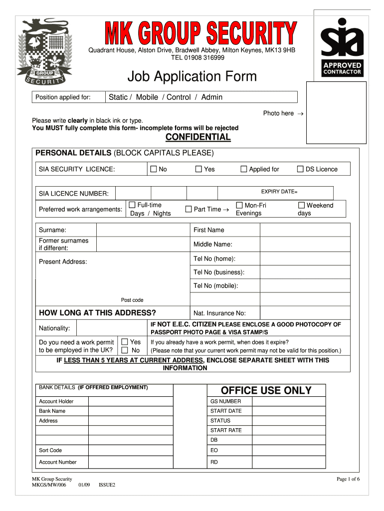 Security Application Form
