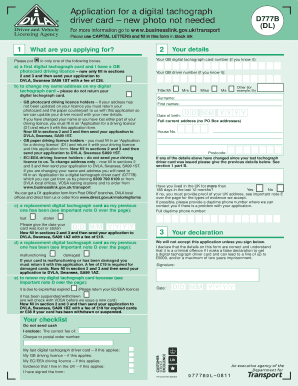 Renew Digital Tachograph Card Online  Form