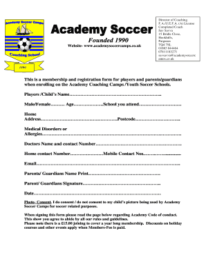 Different Types of Fotball Club Registration Form