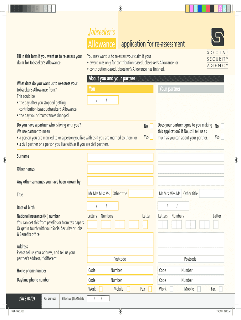  Claiming Job Seekers Allowance 2009-2024