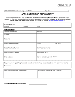 Argento Job Application Form