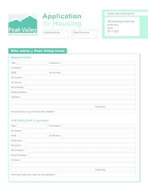 Peak Valley Housing Association  Form