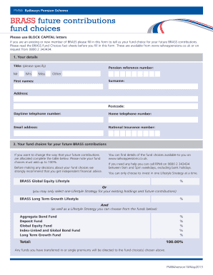 Railway Pension Scheme Brass  Form