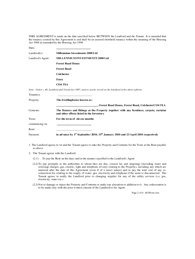 Assured Shorthold Tenancy Agreement Mulberry Property Limited Forestrd Co  Form