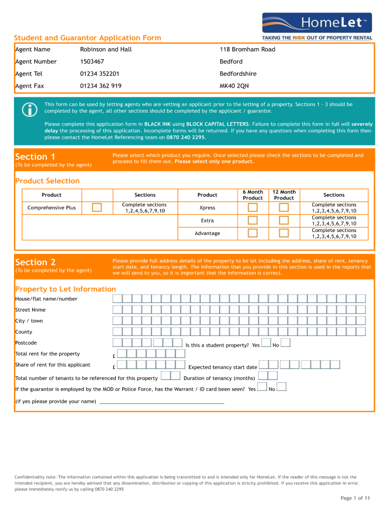 Homelet Guarantor  Form