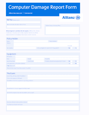 Computer Damage Report Template  Form