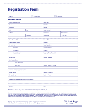 Personal Registration Form Michael Page