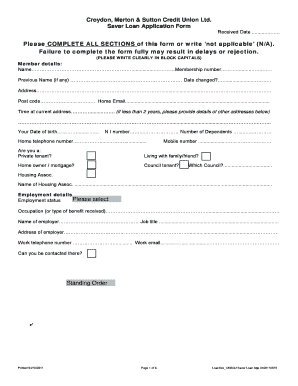 Loan Application Form Croydon Savers Credit Union