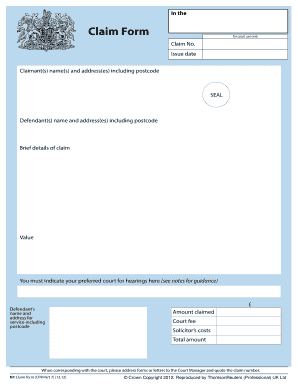 Make a Court Claim for Money Court Fees GOV UK  Form