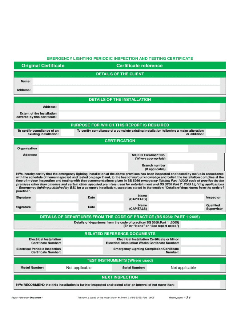 90 Minute Emergency Light Test Form