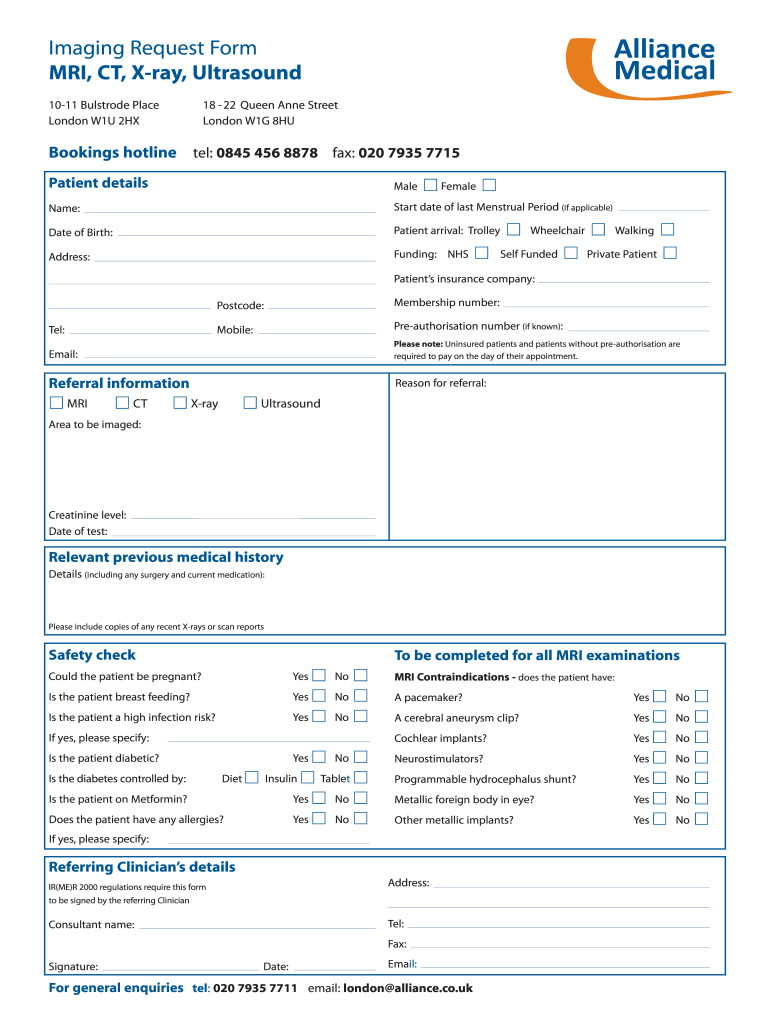 Ultrasound Request Form Template