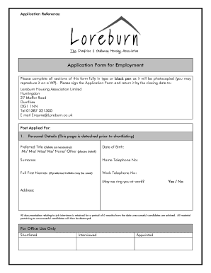 Loreburn Housing Application Form