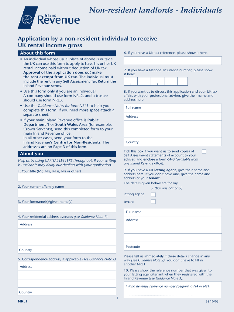 Nrl1 Form Download PDF