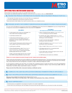 Metrobank Cash Isa  Form