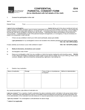 Confidential Ev4 Parental Consent Form the South Wolds Academy