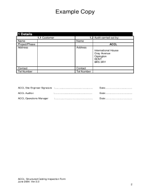 Structured Cabling Project Plan Template  Form