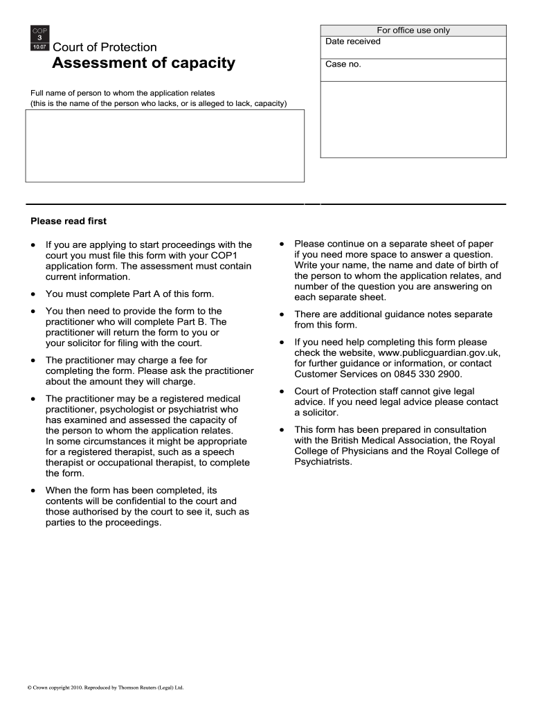 Example of Completed Cop3 Form