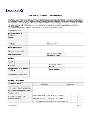 Get and Sign Fire Risk Assessment for Fire Building Compnay Safelincs 2013-2022 Form