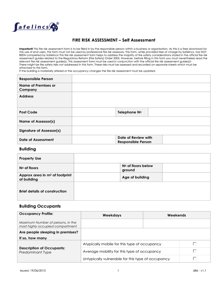  Fire Risk Assessment for Fire Building Compnay Safelincs 2013