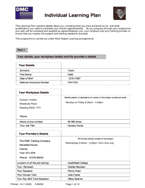 Individual Learning Plan PDF  Form