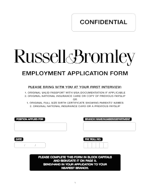 Russell and Bromley Application Form