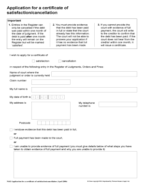 Certificate of Satisfaction Template  Form