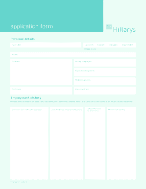 Hillarys Application Form Fill Online