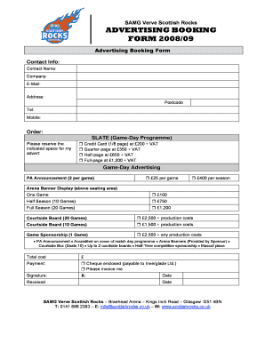 ADVERTISING BOOKING FORM 09