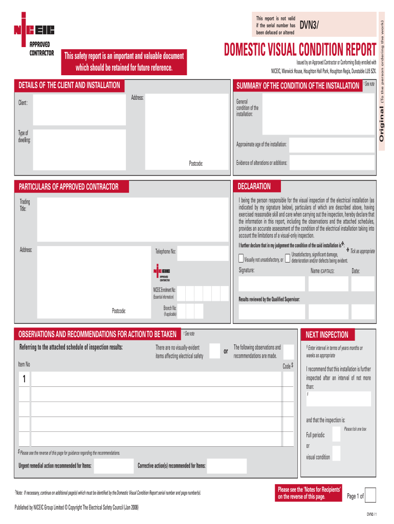 Electrical Inspection Report Template  Form
