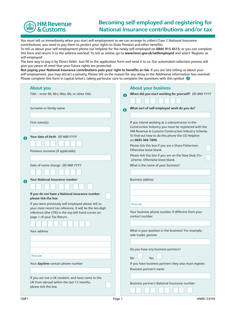  Cwf1 Form 2009