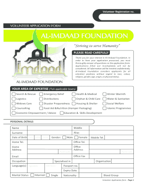 Al Imdaad Bursary Application  Form