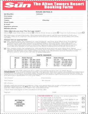 Alton Towers Application Form