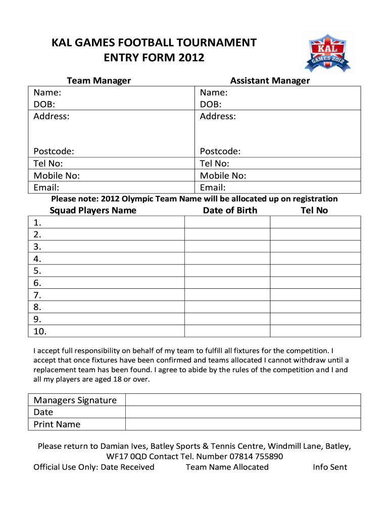  Football Tournament Form 2012-2024