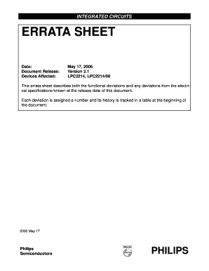 Errata Sheet Template  Form