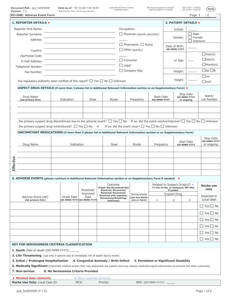  RO GNE Adverse Event Form 2011-2024
