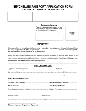 Seychelles Passport Application Form