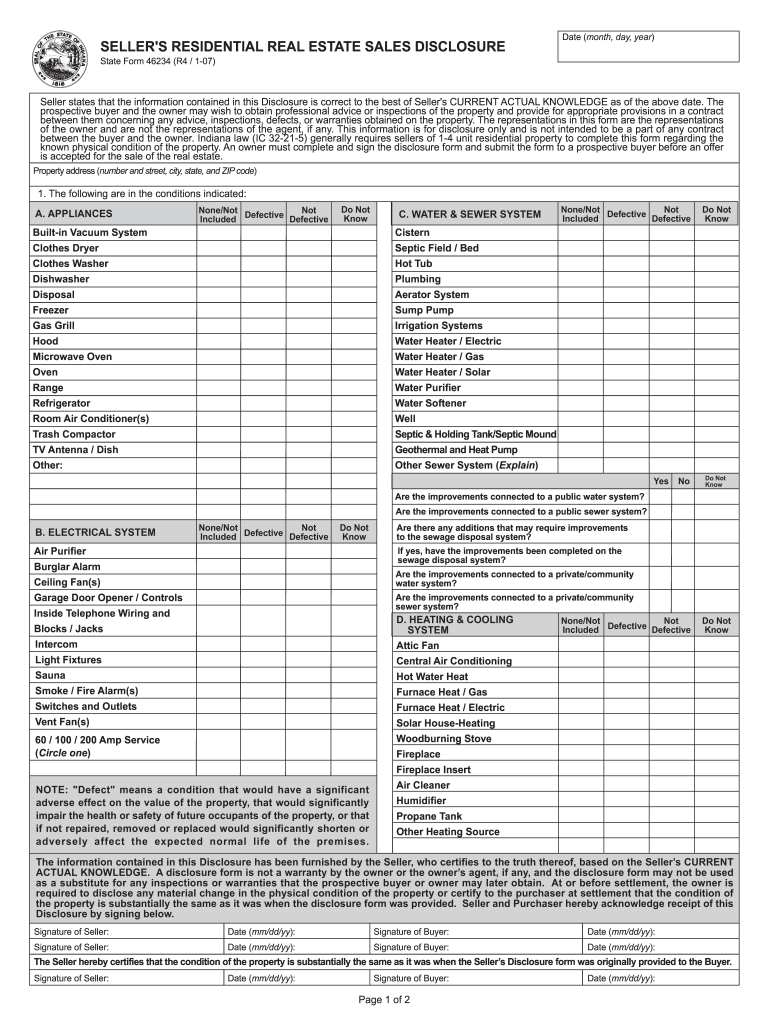  Indiana State Form 46234 R1293 2007