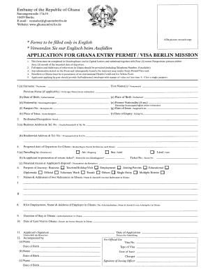 Ghana Visa Application  Form