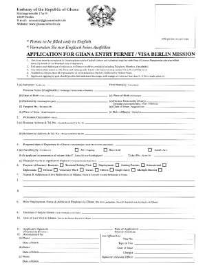 Ghana Visa Application  Form