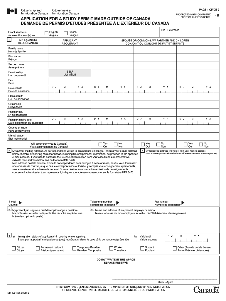  Canada Student Visa Apply Pic Form 2005