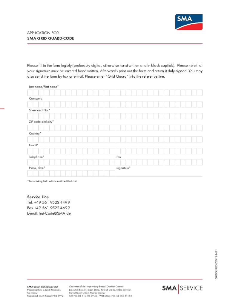 Sma Grid Guard Code  Form