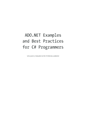 Ado Net Examples and Best Practices for C Programmers PDF  Form
