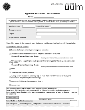 Application for Academic Leave of Absence for the Form