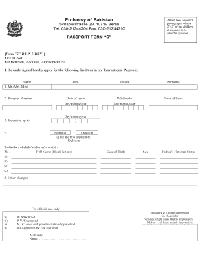 Pakistani Passport Template  Form