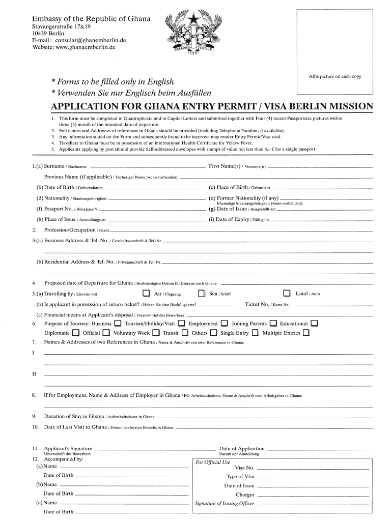 Ghana Embassy Berlin Passport Renewal  Form