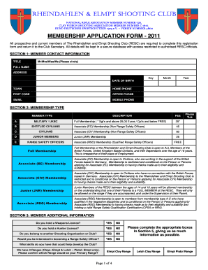 Club Membership Application Form Format in Word